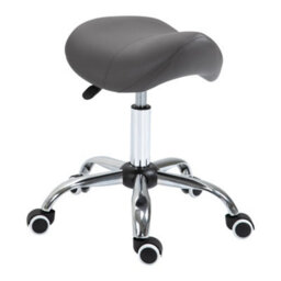 Homcom Cosmetic Stool 360 Rotate Height Adjustable Salon Massage Spa Chair Hydraulic Rolling Saddle Stool Mobility, Grey - thumbnail 2