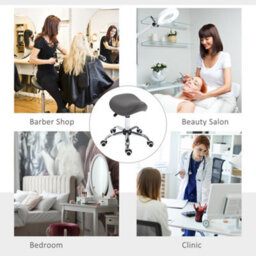 Homcom Cosmetic Stool 360 Rotate Height Adjustable Salon Massage Spa Chair Hydraulic Rolling Saddle Stool Mobility, Grey - thumbnail 5