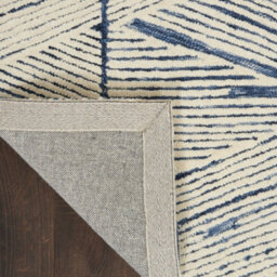 Blue Easy To Clean Abstract Geometrical Handmade Modern Wool Rug For Living Room, Bedroom - 114Cm X 175Cm - thumbnail 6
