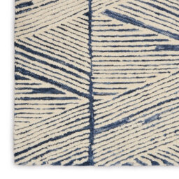 Blue Easy To Clean Abstract Geometrical Handmade Modern Wool Rug For Living Room, Bedroom - 114Cm X 175Cm - thumbnail 8