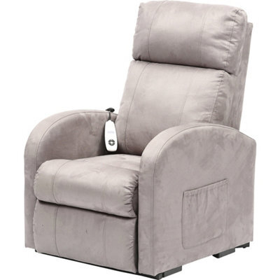 Loops Comfortable Single Motor Rise And Recline Lounge Chair In Dove Grey Suedette - image 1