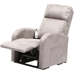 Loops Comfortable Single Motor Rise And Recline Lounge Chair In Dove Grey Suedette - thumbnail 5