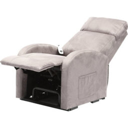 Loops Comfortable Single Motor Rise And Recline Lounge Chair In Dove Grey Suedette - thumbnail 2