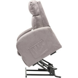 Loops Comfortable Single Motor Rise And Recline Lounge Chair In Dove Grey Suedette - thumbnail 3
