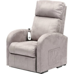 Loops Comfortable Single Motor Rise And Recline Lounge Chair In Dove Grey Suedette - thumbnail 1