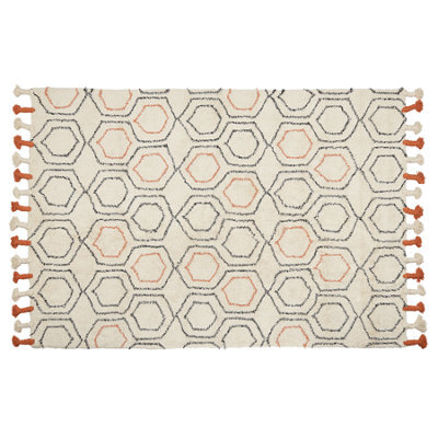 Beliani Rug Hajipur Beige 140 X 200 Cm Cotton - image 1