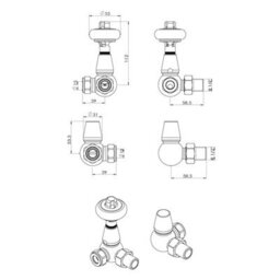 Plum&clay Pair Of Corner Chrome Wooden Head Radiator Valves - thumbnail 4