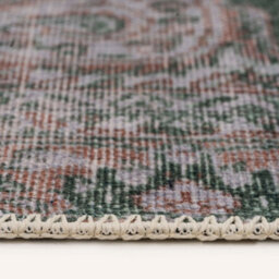 Loomed Green Vintage Medallion Anti Slip Washable Rug 200X290Cm - thumbnail 6