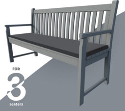 istyle mode 3 Seater Garden Bench Cushion Seatpad Indoor & Outdoor Use - Dark Grey - thumbnail 3