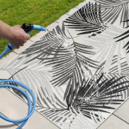 Homeart Outdoor Indoor Rug, Easy Clean, Uv Weather Resistant Rug For Patio, Gardenpalm Black, Grey,120X170Cm - thumbnail 6