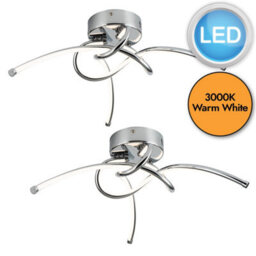 First Choice Lighting Set Of 2 Twist Chrome Led Flush Ceiling Lights - thumbnail 2