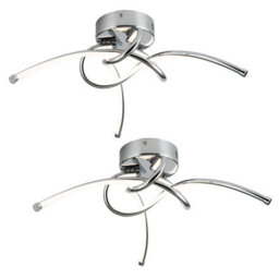 First Choice Lighting Set Of 2 Twist Chrome Led Flush Ceiling Lights - thumbnail 1