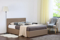Comfy Living 5Ft Chanel Linen Fabric Storage Ottoman Bed Mocha - thumbnail 3