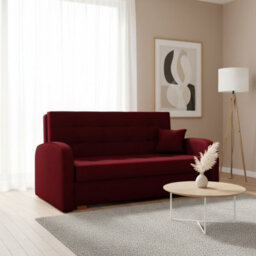 Living Room Sofa Bed Viva Gold Iii With Storage Container Wooden Frame And Legs 153X98X85Cm Claret - thumbnail 1