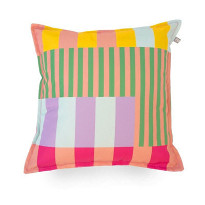 rucomfy Beanbags Rucomfy Indoor Or Outdoor Water Resistant Cushion - 45X45Cm Printed Block Design Scatter Pillow - image 1