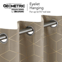 Deconovo Energy Saving Curtains, Blackout Eyelet Curtains, Ring Top Gold Diamond Printed Curtains, W52 X L90 Inch, Taupe, 1 Pair - thumbnail 5
