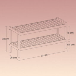 LEDREM Natural Bamboo 2-Tier Shoe Rack, Shelf For Shoes Plants Books, For Living Room - thumbnail 7