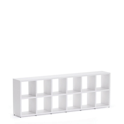 RB UK Boon 12 Cube Shelving Unit Eco-Friendly Bookcase Freestanding Heavy Duty White, Made In Austria (H)760mm (W)2160mm (D)330mm