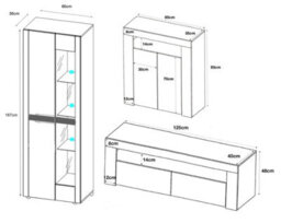 Furneo High Gloss & Matt White Living Room Set Tv Stand Sideboard Display Cabinet White Led Lights - thumbnail 3