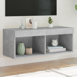 Walplus Tv Cabinet With Led Lights Concrete Grey 80X30X30 Cm