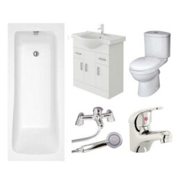 Veebath Sophia 1800mm Bath Vanity Unit, Toilet & Taps Bathroom Suite - thumbnail 1