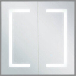 Beliani Bathroom Wall Mounted Mirror Cabinet Led Mazarredo 60 Cm 60 Cm White - thumbnail 4