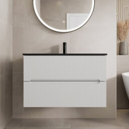 Affine 800mm Bathroom Cloakroom Vanity Unit Basin Wall Hung Furniture Soft Close White - thumbnail 1