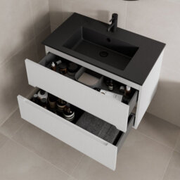 Affine 800mm Bathroom Cloakroom Vanity Unit Basin Wall Hung Furniture Soft Close White - thumbnail 3