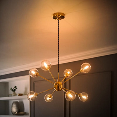 Valuelights Sputnik Gold 8 Way Glass Globe Pendant Ceiling Light And Bulbs - image 1