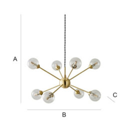 Valuelights Sputnik Gold 8 Way Glass Globe Pendant Ceiling Light And Bulbs - thumbnail 9