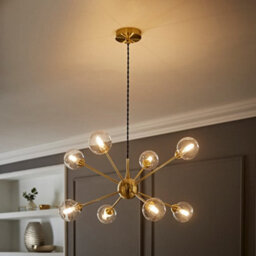 Valuelights Sputnik Gold 8 Way Glass Globe Pendant Ceiling Light And Bulbs - thumbnail 2