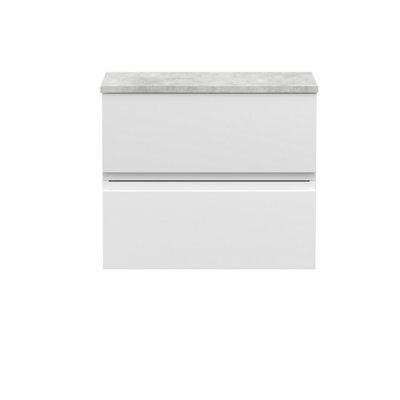 Hudson Reed Urban 605mm Satin White Wall Hung 2 Drawer Vanity Unit And Laminate Worktop With Silent Close, 522 X 605 X 390mm - image 1