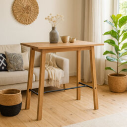 Wyld Haus Muddlefern Tall Oiled Oak Veneer Bar Table Scandinavian Style - thumbnail 2