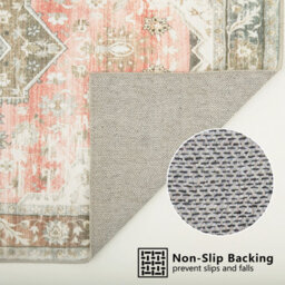 Decoranddecor Rug, Washable Rugs, Bedroom Kitchen Rugs, 80X150Cm, Non-Slip, Pet Friendly, Low Pile, Traditional Rug - Novera - thumbnail 3