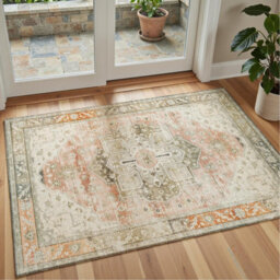 Decoranddecor Rug, Washable Rugs, Bedroom Kitchen Rugs, 80X150Cm, Non-Slip, Pet Friendly, Low Pile, Traditional Rug - Novera - thumbnail 1