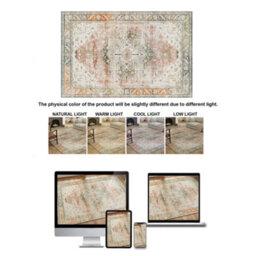 Decoranddecor Rug, Washable Rugs, Bedroom Kitchen Rugs, 80X150Cm, Non-Slip, Pet Friendly, Low Pile, Traditional Rug - Novera - thumbnail 7