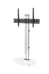 "Avf Eno 60Cm Pedestal Tv Stand, For Tvs 32-55"" - Silver & White Glass"