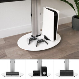 "Avf Eno 60Cm Pedestal Tv Stand, For Tvs 32-55"" - Silver & White Glass" - thumbnail 5