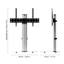 "Avf Eno 60Cm Pedestal Tv Stand, For Tvs 32-55"" - Silver & White Glass" - thumbnail 4