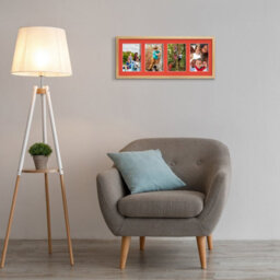 AK Frames 50X20Cm Oak Sleek Multi Photo Frame With Poppy Red Mount - Holds 4 Apertures (4X) 6X4 Photos - thumbnail 3