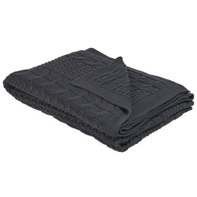 Beliani Blanket Fethiye Cotton 140 X 170 Cm Dark Grey - image 1