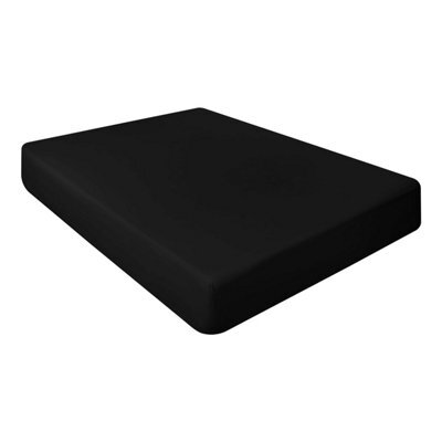 "Ameha Fitted Sheet 40Cm Extra Deep Pocket Bed Sheets Elastic Corners Soft Microfiber Fitted Sheet 16"" (Black,super King 180X200Cm)" - image 1