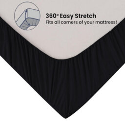 "Ameha Fitted Sheet 40Cm Extra Deep Pocket Bed Sheets Elastic Corners Soft Microfiber Fitted Sheet 16"" (Black,super King 180X200Cm)" - thumbnail 9