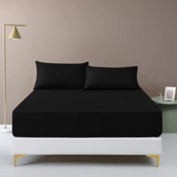 "Ameha Fitted Sheet 40Cm Extra Deep Pocket Bed Sheets Elastic Corners Soft Microfiber Fitted Sheet 16"" (Black,super King 180X200Cm)" - thumbnail 2