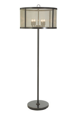 Orsina Black Finish Floor Lamp With Gold Accents, Industrial Iron Mesh Candle Style Floor Lamp, Lighting Feature - image 1