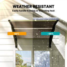 Outsunny Door Canopy Outdoor Awning Rain Shelter For Window Porch, Brown - thumbnail 6