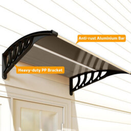 Outsunny Door Canopy Outdoor Awning Rain Shelter For Window Porch, Brown - thumbnail 8