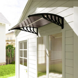 Outsunny Door Canopy Outdoor Awning Rain Shelter For Window Porch, Brown - thumbnail 9