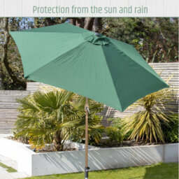 Gardenkraft 2.7M Outdoor Wooden Effect Parasol - Dark Green - thumbnail 8