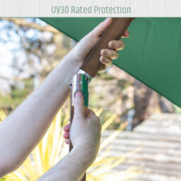 Gardenkraft 2.7M Outdoor Wooden Effect Parasol - Dark Green - thumbnail 9